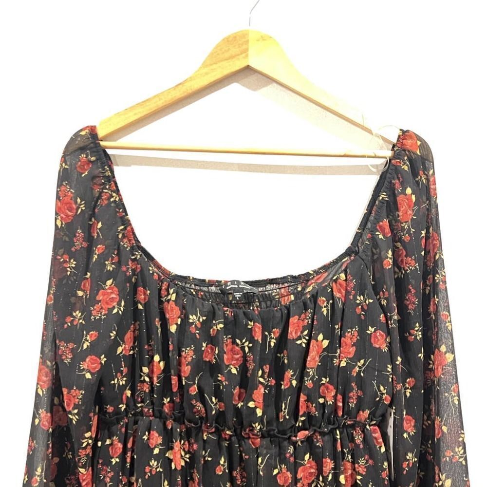 Trixxi Black Floral Long sleeve Dress size L - Picture 3 of 5
